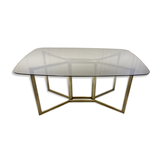 Smoked glass table & metal structure