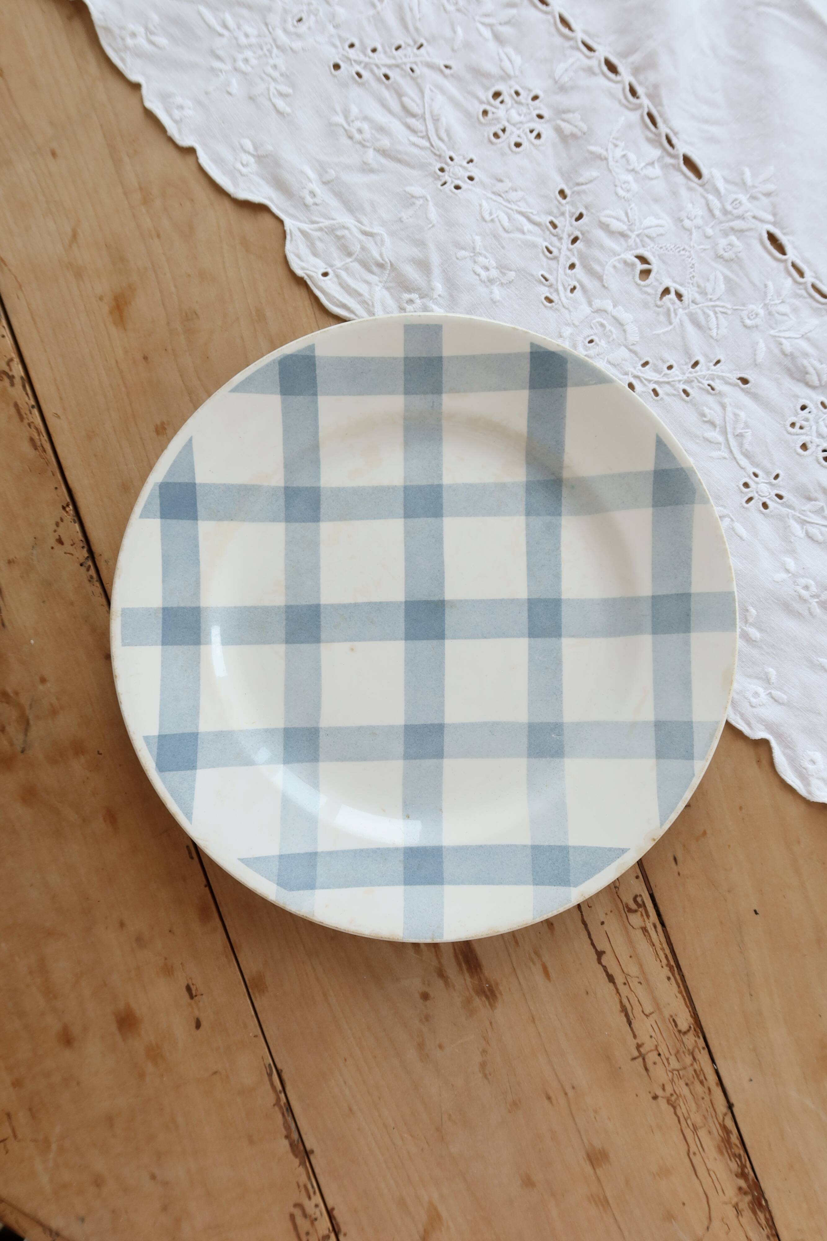 Vintage serving dish Moulin des Loups model Blue Grey Tablecloth