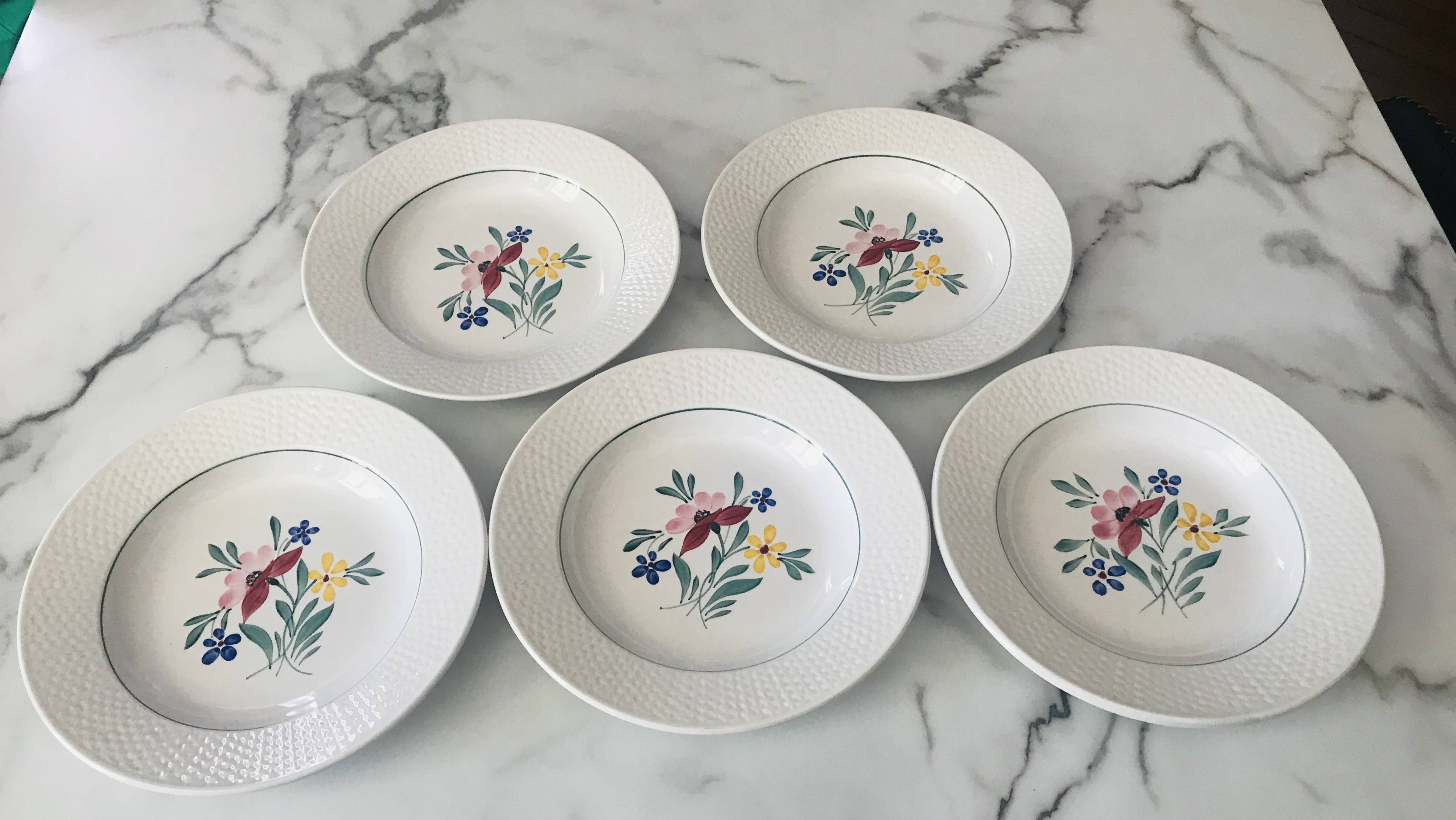 Fabiola Digoin Sarreguemines soup plates, 1950s