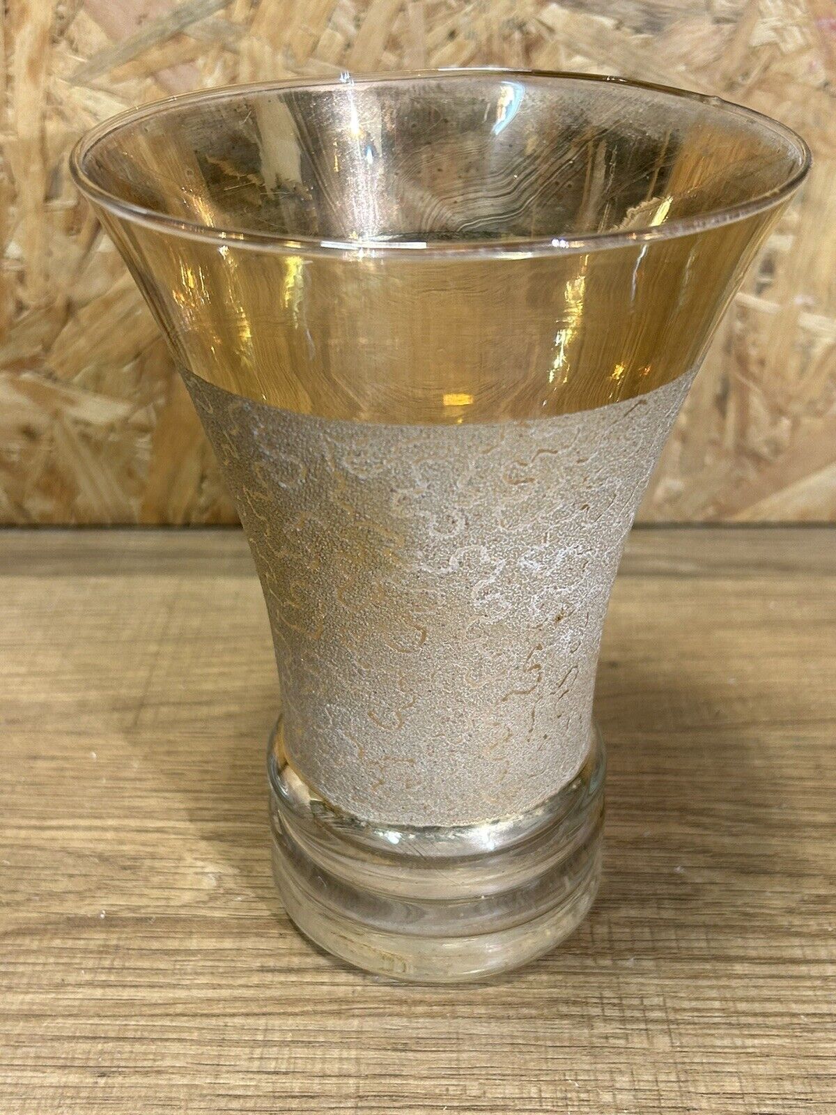 Old golden vintage cone vase, tense décor, 50s, 60's