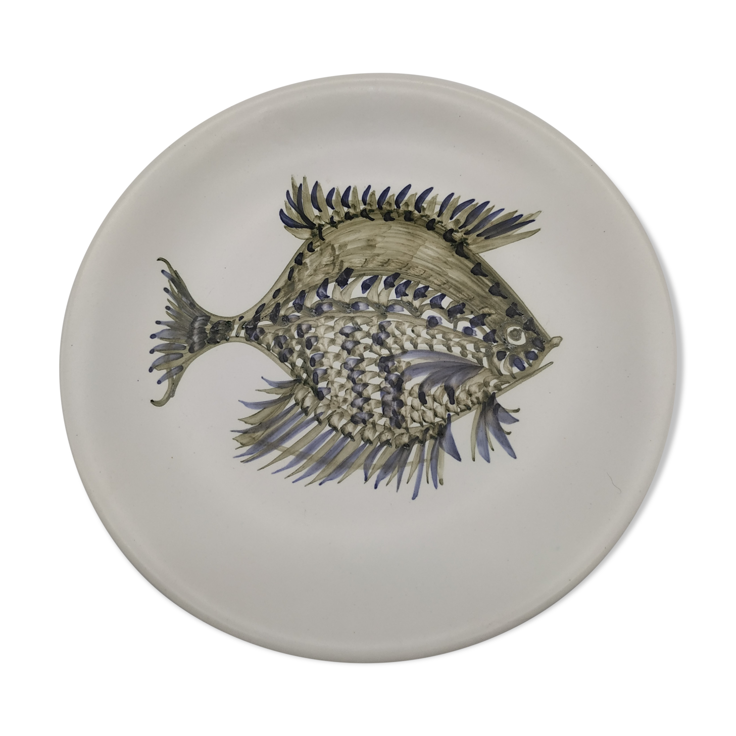 Fish plate by Alain Piclet unique piece Quimper
