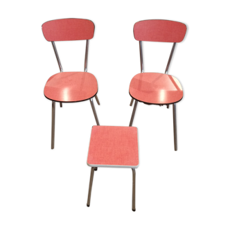 Lot of 2 chairs plus 1 formica stool
