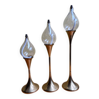 3 oil lamps Freddie Andersen "Clear Drop"