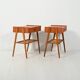 Pair of Scandinavian bedside tables in teak with Vienna cane