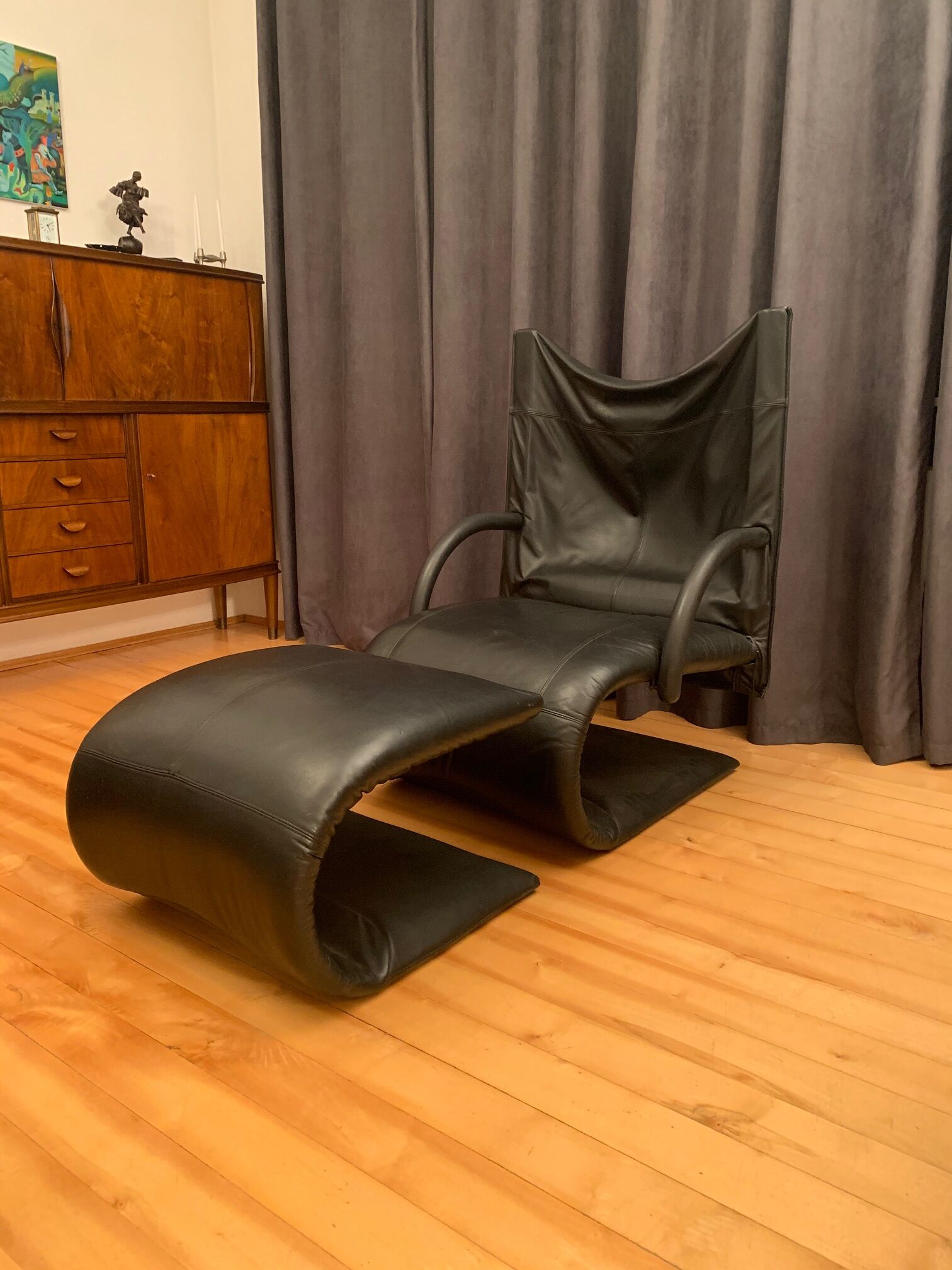 Zen armchair with footstool designed by claude brisson, ligne roset, france, 1980s