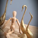 Trio of brass geese
