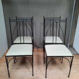 Series of 4 black metal chairs