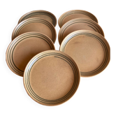Set of 7 flat sandstone plates Sarreguemines