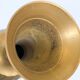Solid brass Midcentury vase in trumpet shape with twisted details.