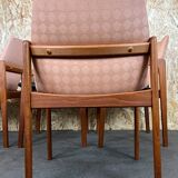 Teak dining chairs model 23 by Henning Kjaernulf for Korup Stolefabric