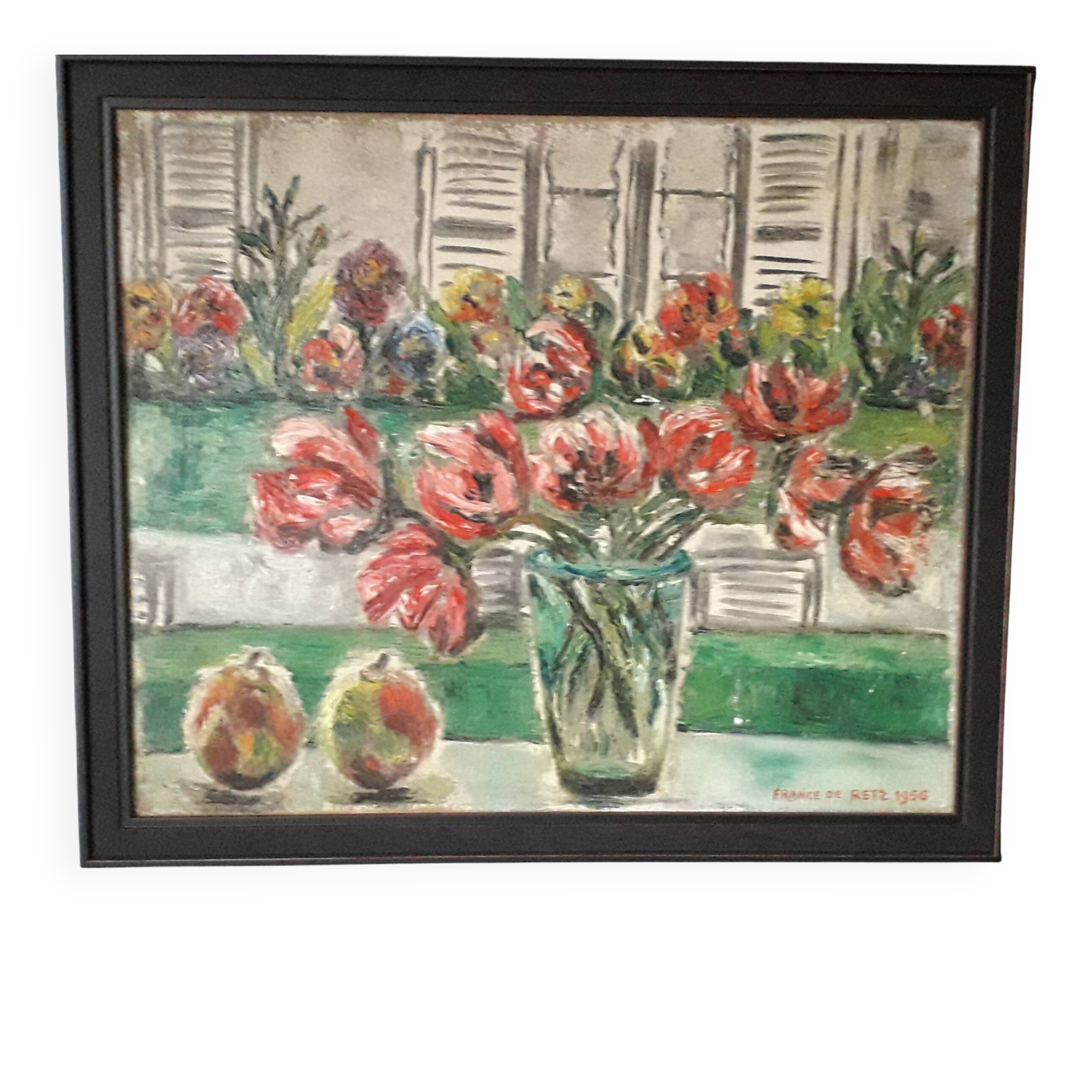 Tableau ancien à l'huile représentant une nature morte