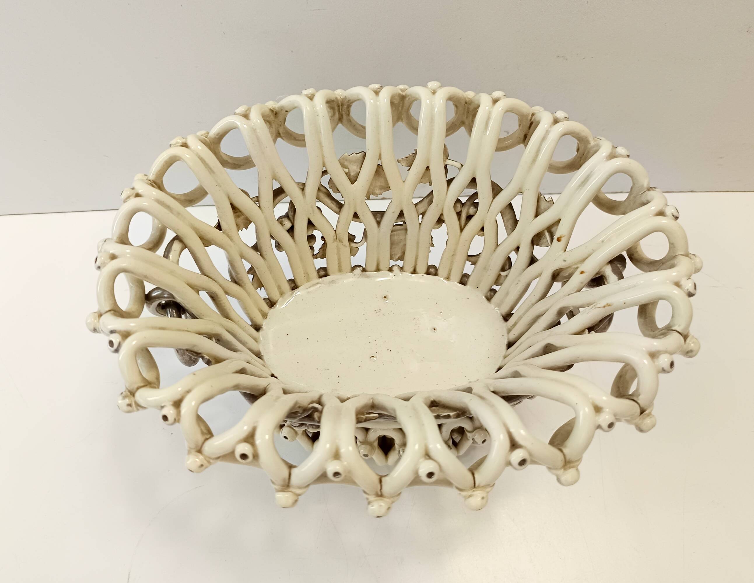 Creamy White Ceramic Fruit Bowl or Centerpiece by Charles de Boissimon