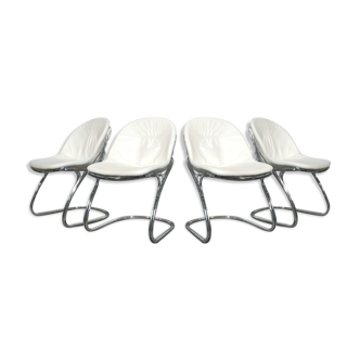 Set of 4 “Pascale” wire chairs designed by Gastone Rinaldi for Thema