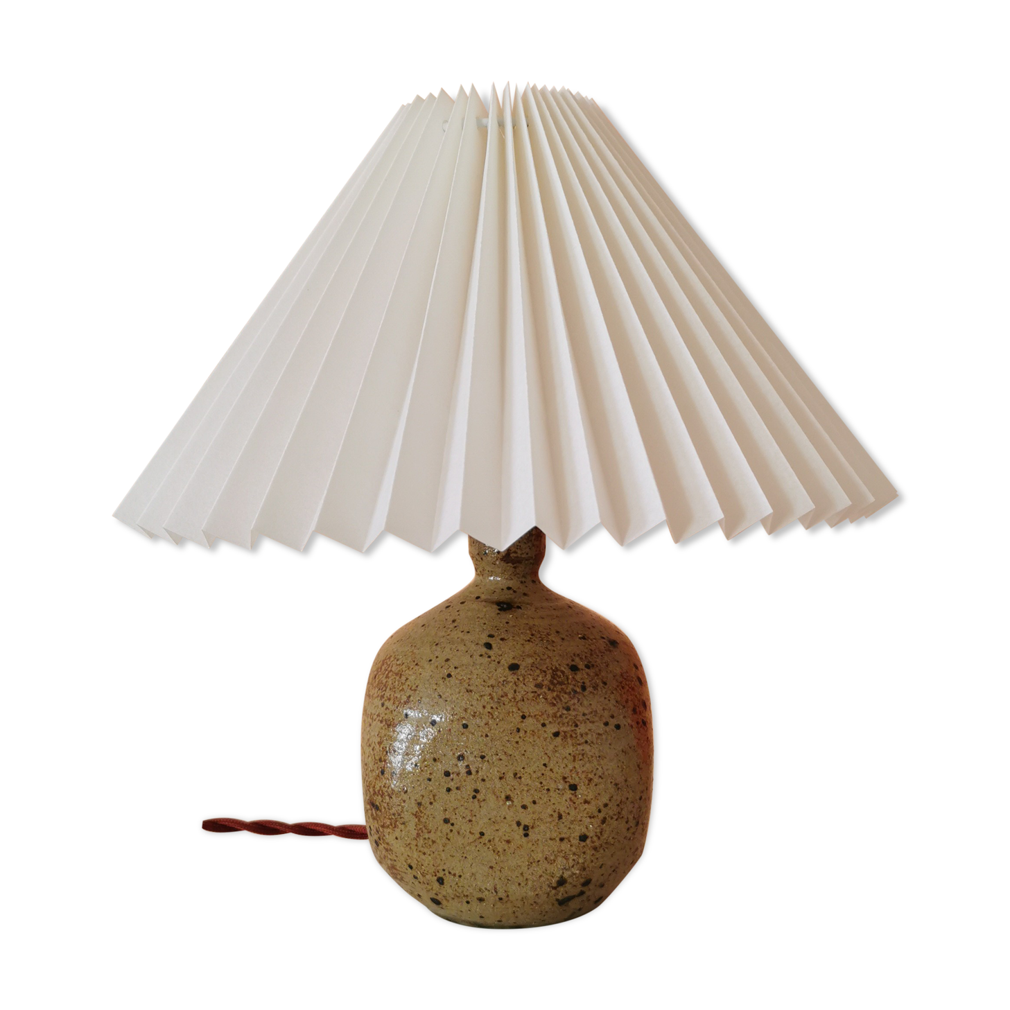 Upcycled lamp in pleated sandstone lampshade