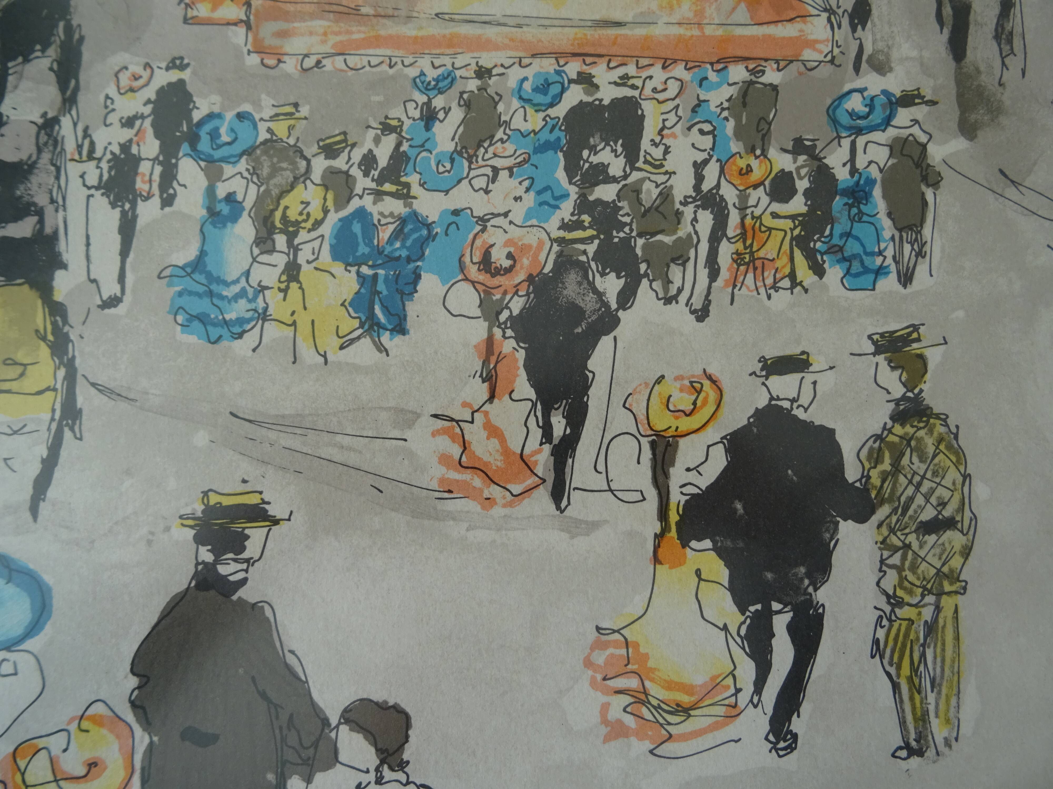Numbered Paris Latin Quarter lithograph poster signed Urbain Huchet