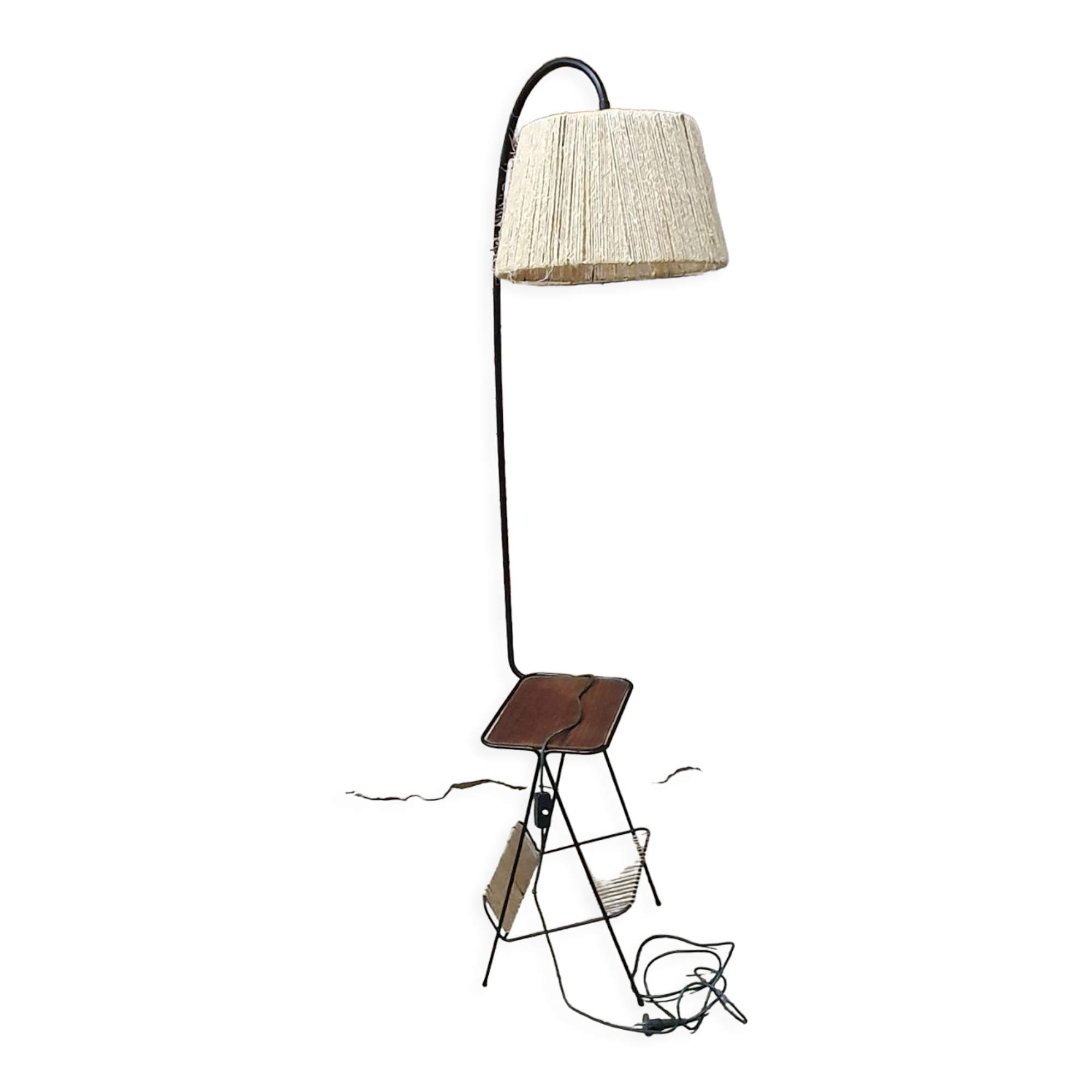 Lampadaire cordage vintage porte revue