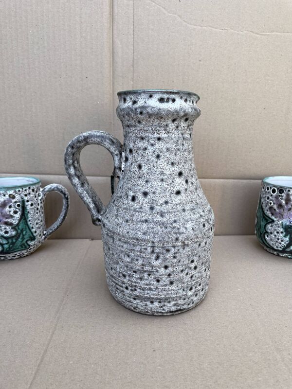 Service à orangeade limonade Vallauris -pichet/gobelet/verre -décor main vintage