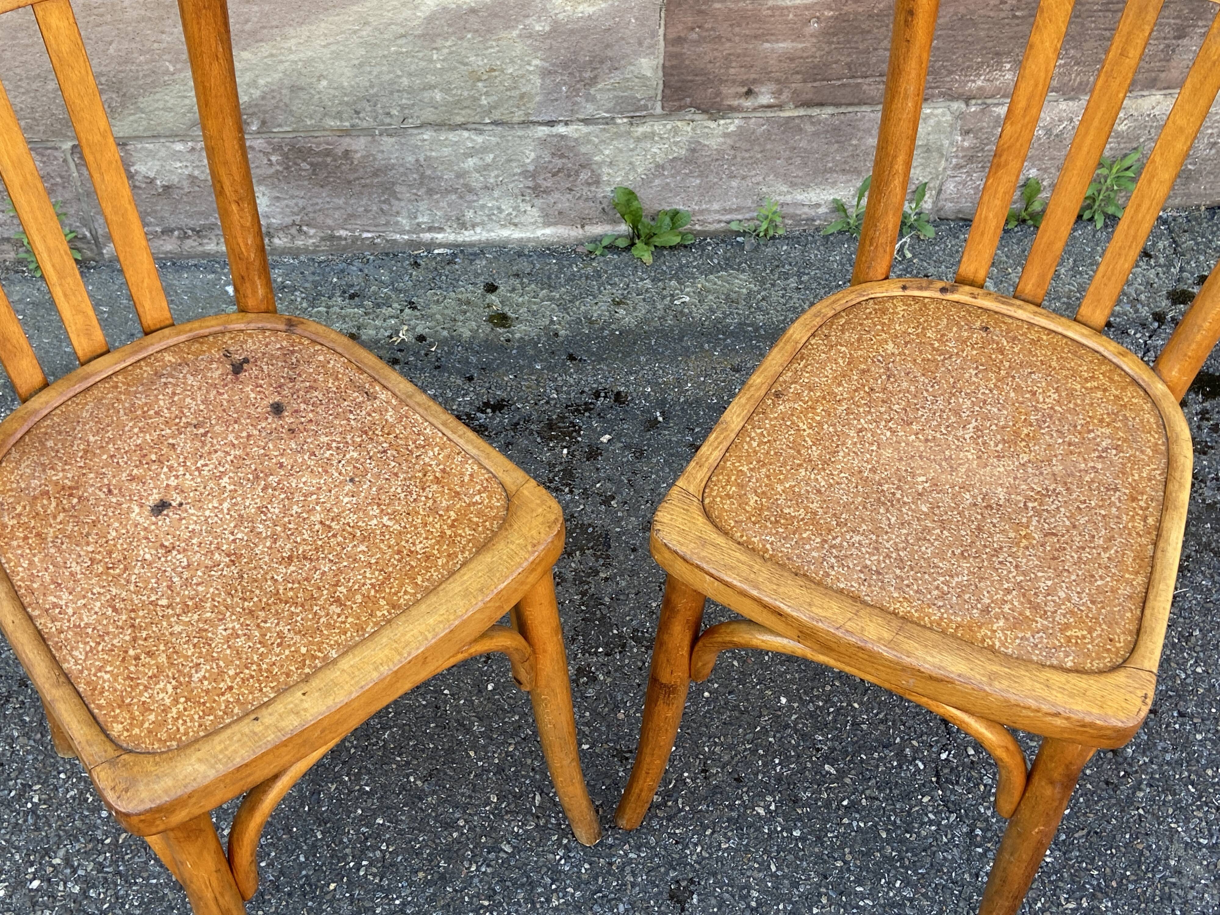 Pair of 1950s bistro cafe chairs