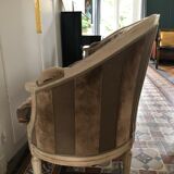 Banquette ancienne velours style Louis XVI