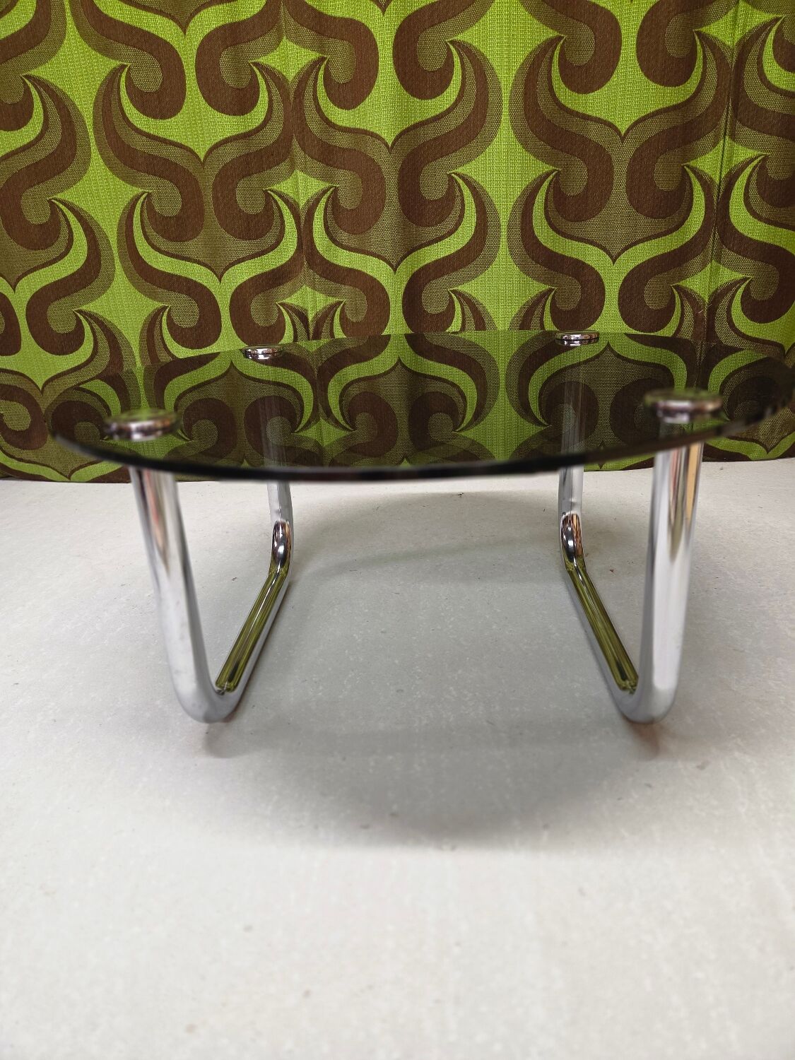 Vintage 1970s smoked glass chrome coffee table
