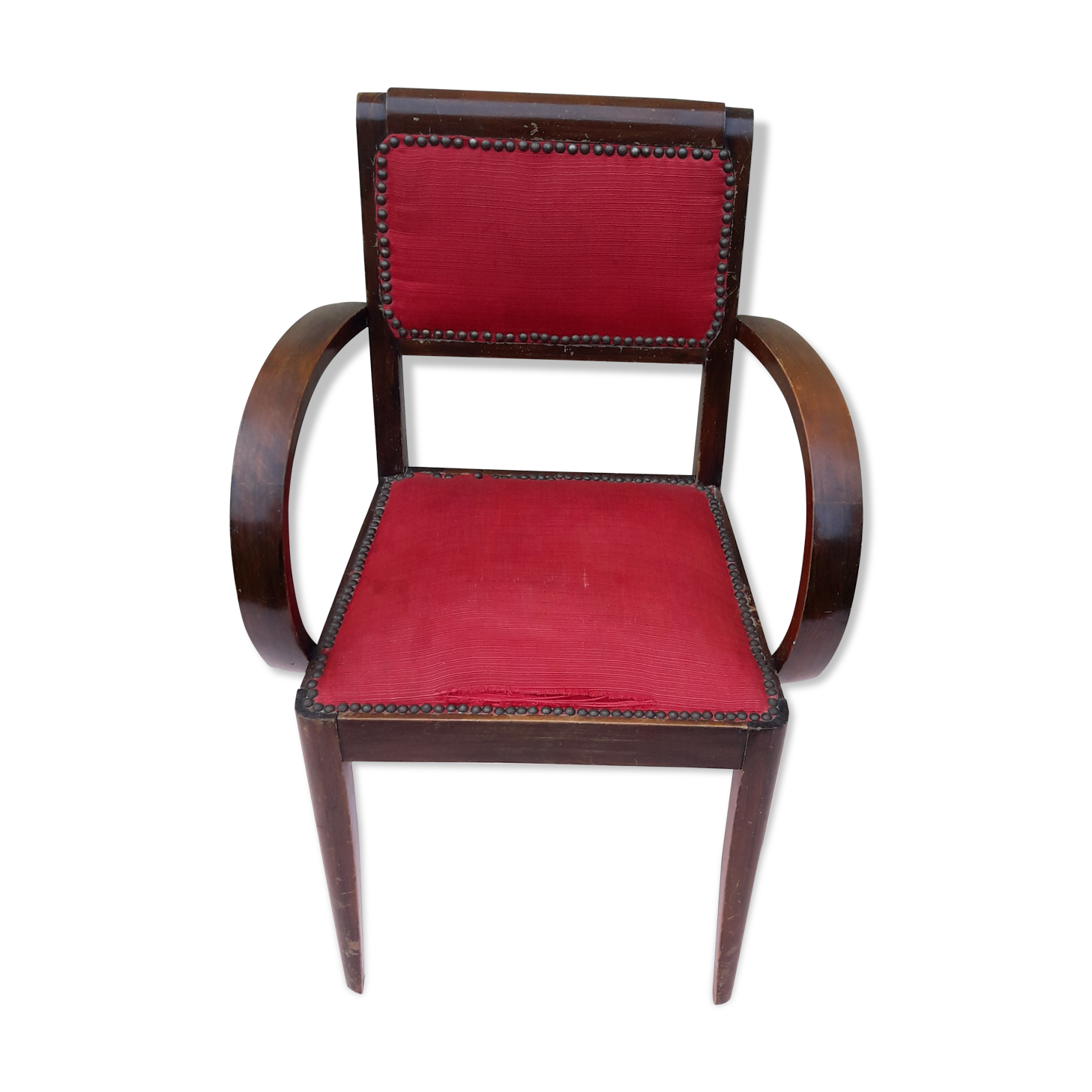 Bridge chair in red ribbed fabric