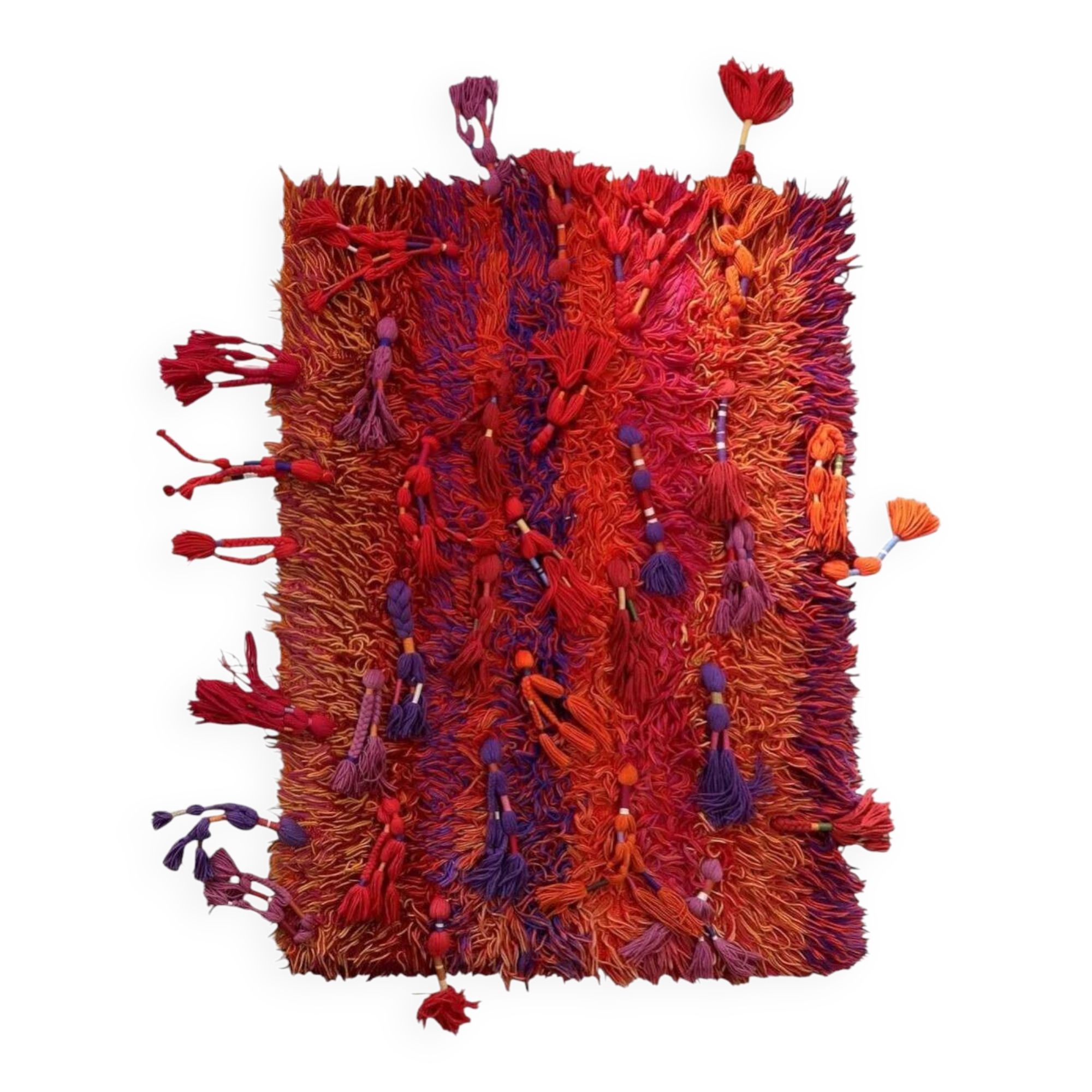 Tapis Rya suédois vintage, champ de couleur abstrait “Coucher de soleil”, vers 1960 — 150 × 220 cm — 1C1282