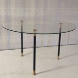 Glass tripod side coffee table - 60s/70s