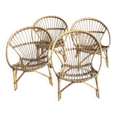 Salon, shell chairs in rattan from the 1960s.