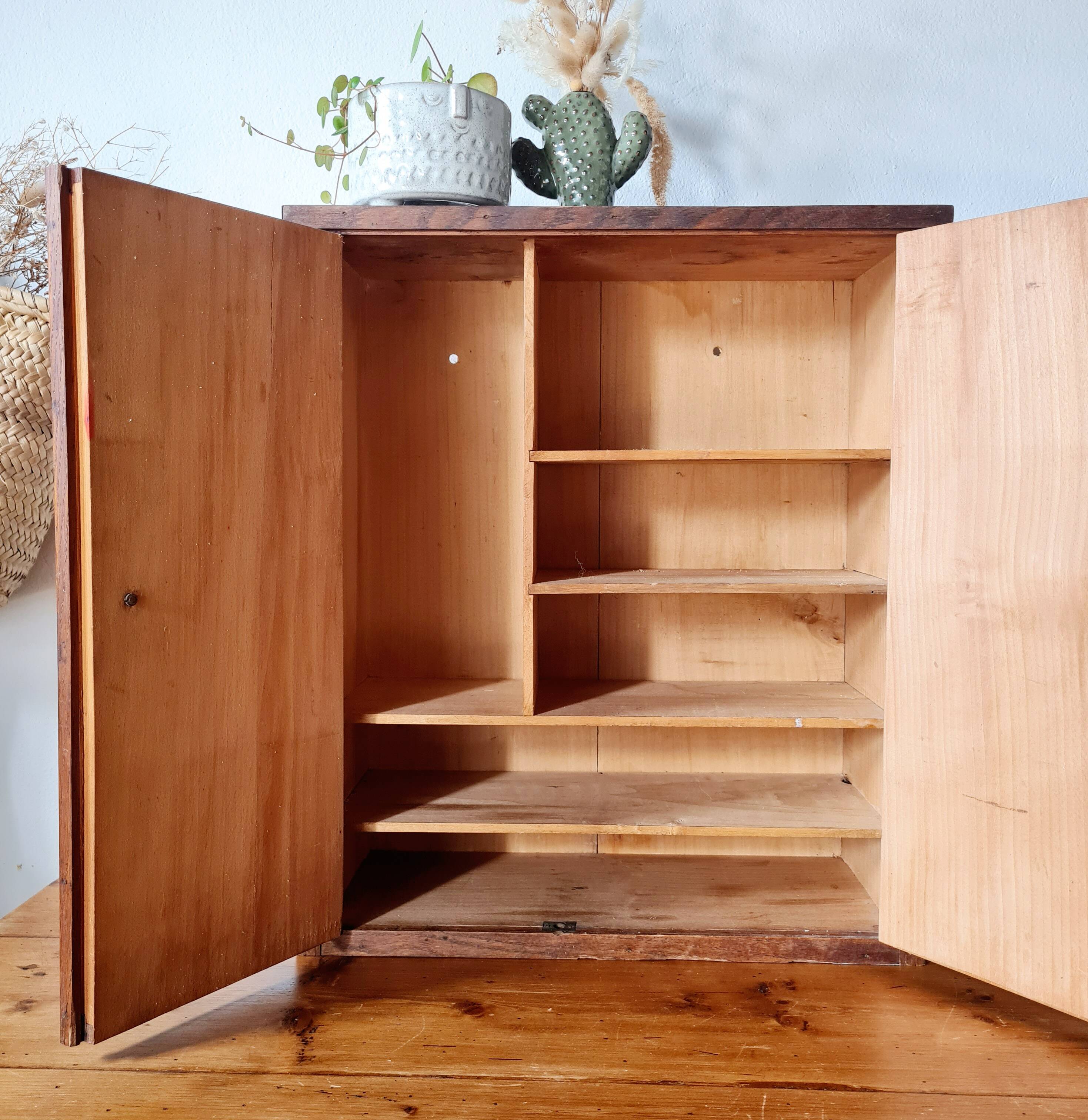 Vintage wooden medicine cabinet from the 1950s.