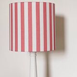 White earthenware lamp with striped lampshade