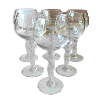 Set of 6 Stemmed Wine Glasses/Royal Champagne Crystal/Bayel. Venus Design