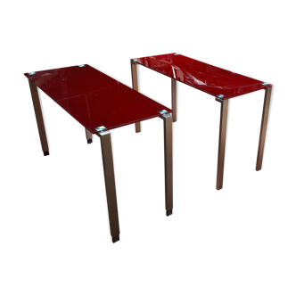 Tables en verre rouge par Jean Nouvel pour Cassina