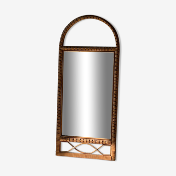 Vintage rattan mirror, 82x35 cm