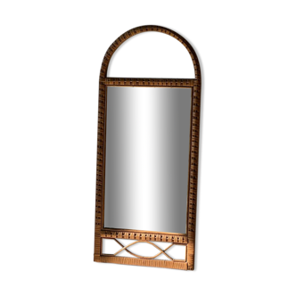 Miroir en rotin vintage, 82x35 cm