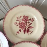 Set of 6 flat plates longchamp pinks years 30-40