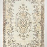 6x10 Cream & Beige Oriental Turkish Area Rug, 193x298Cm