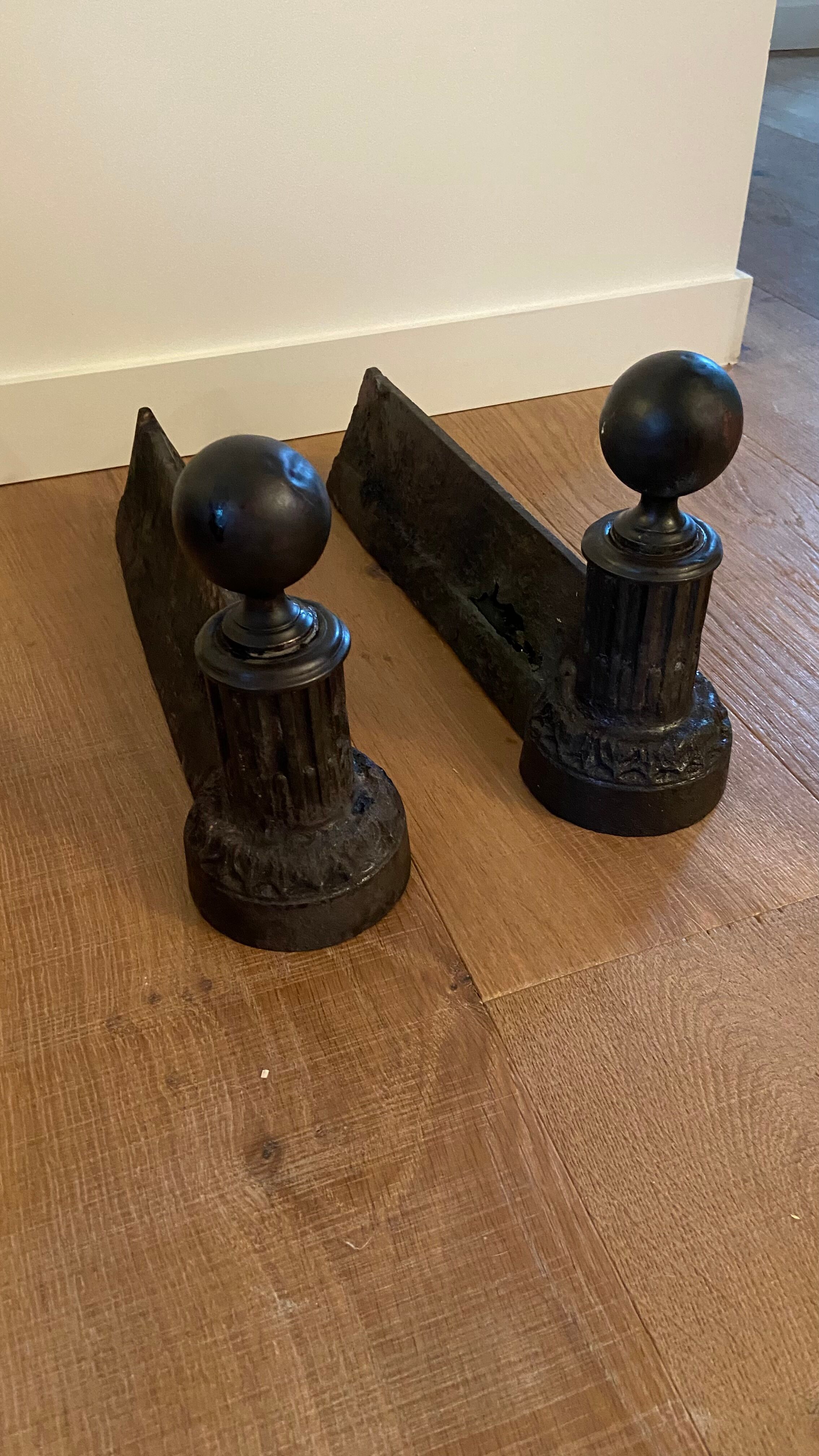 Pair of nineteenth cast and bronze chenets