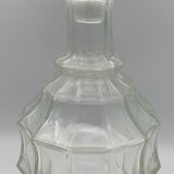 Ancienne carafe à liqueur en verre avance facette et bouchon - 27 cm