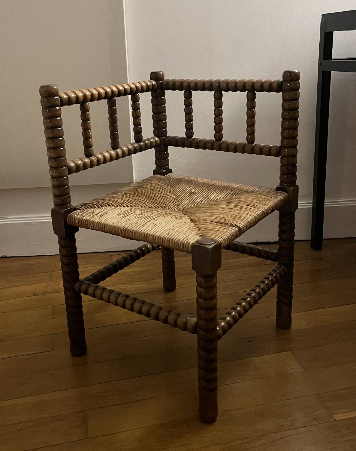 Antique straw-seated chair – French style, 1940s