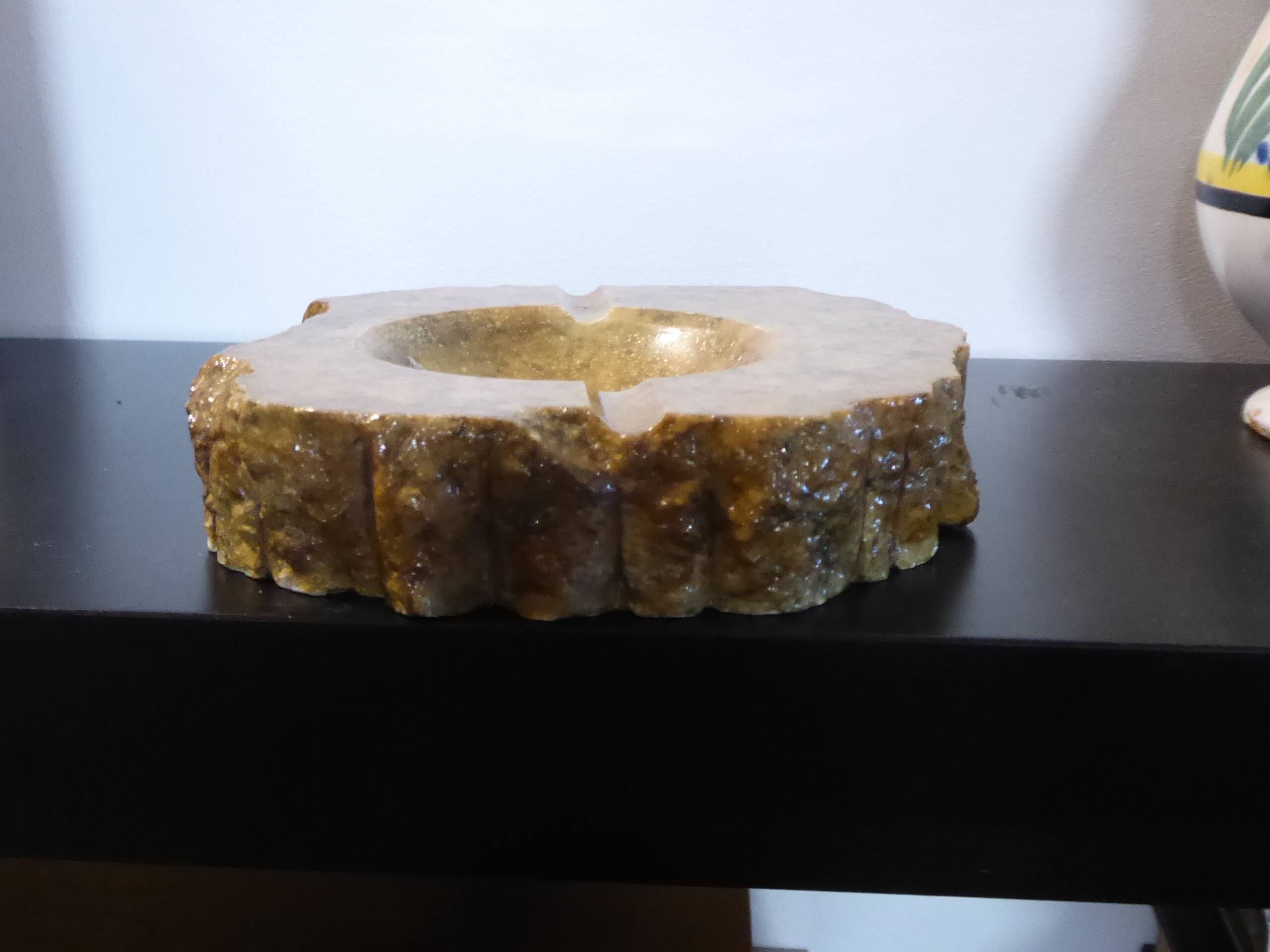 Imposing vintage alabaster ashtray