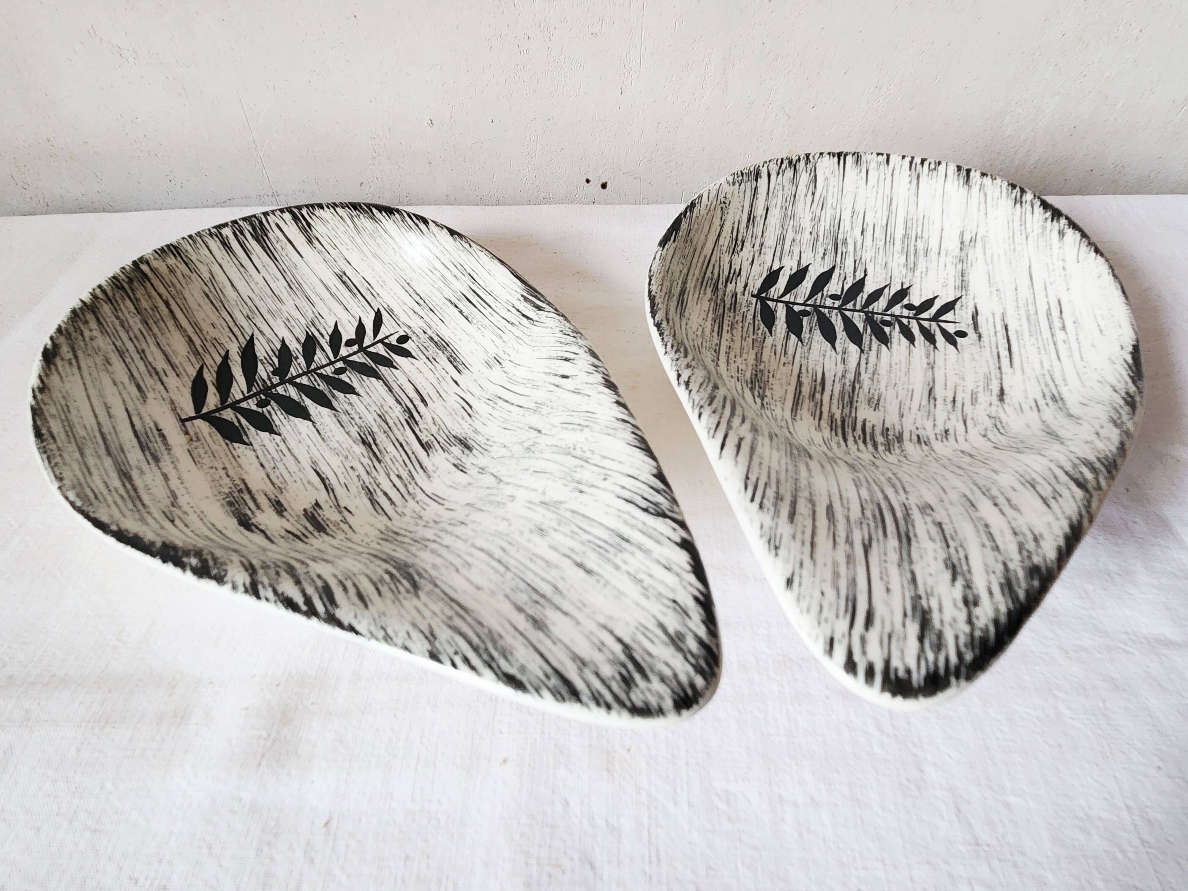 Vintage french 1960s 2x salins tolede - toledo serving bowls black olive