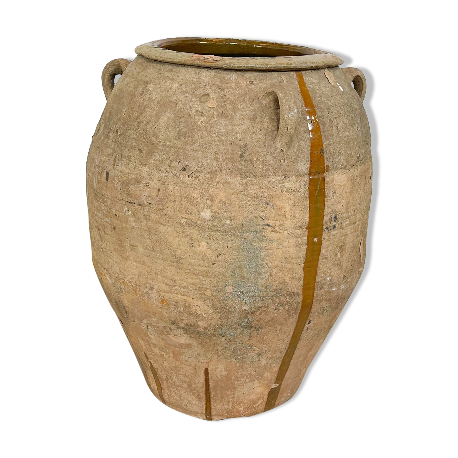 Antique mediterranean spanish terracotta olive jar