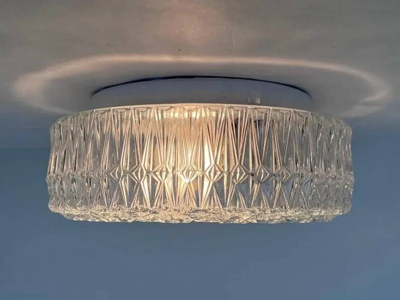 Design midcentury wall or ceiling lamp, flushmount, 1970s - 4 pieces available