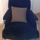 Neo-baroque black velvet club armchair