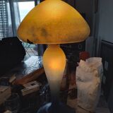Glass paste lamp signed