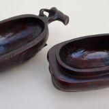 Incense box (Japanese Kogo) carved wooden in the shape of a pod