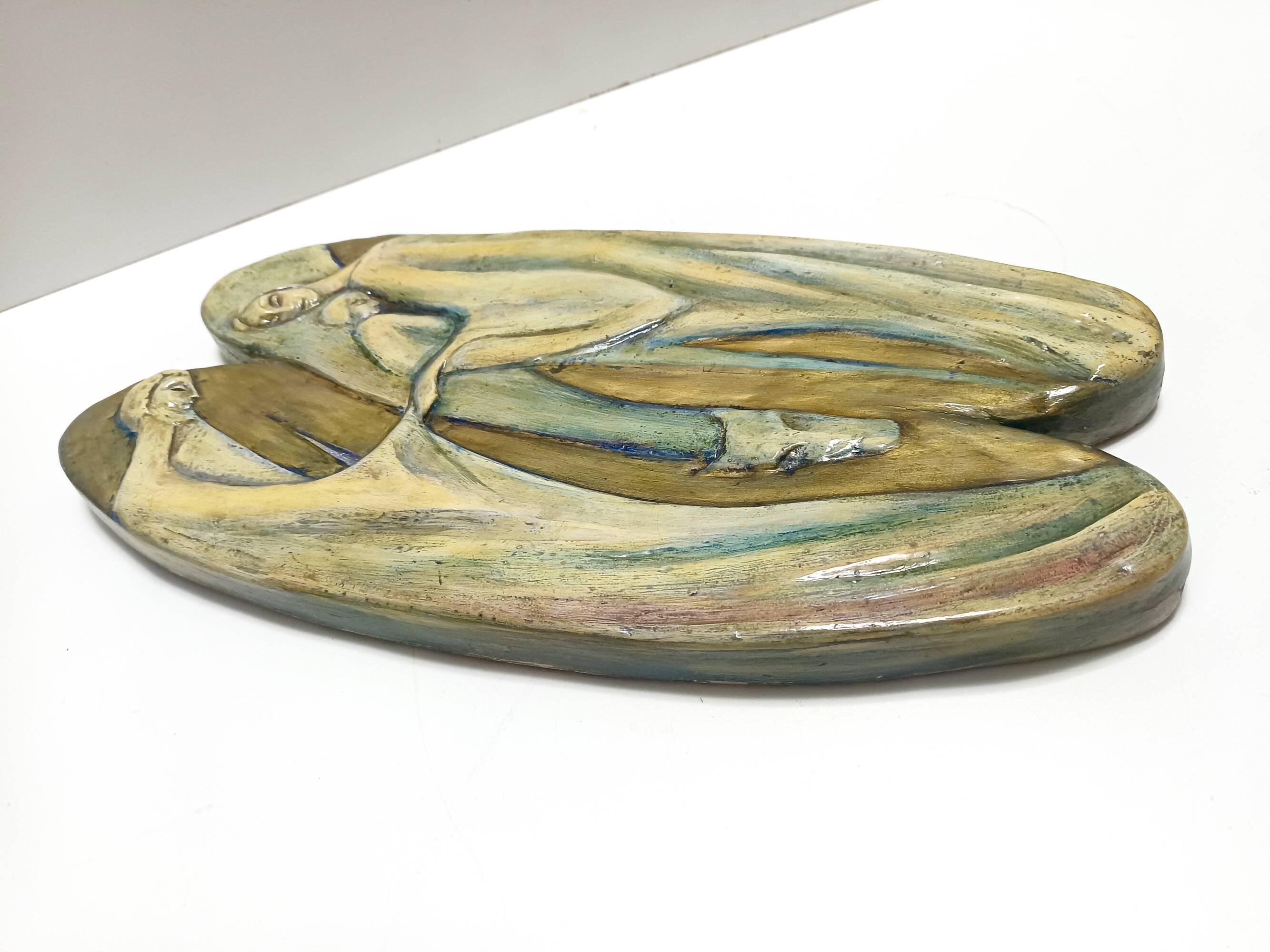 Holy Family Hand-Painted and Hand-Carved Beech Panel, Italy