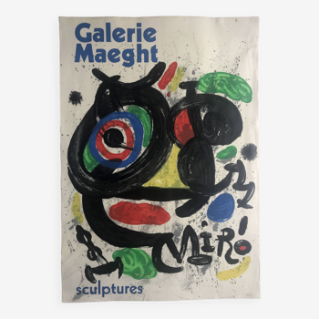 Joan miro, sculptures / galerie maeght, 1970. original lithograph poster