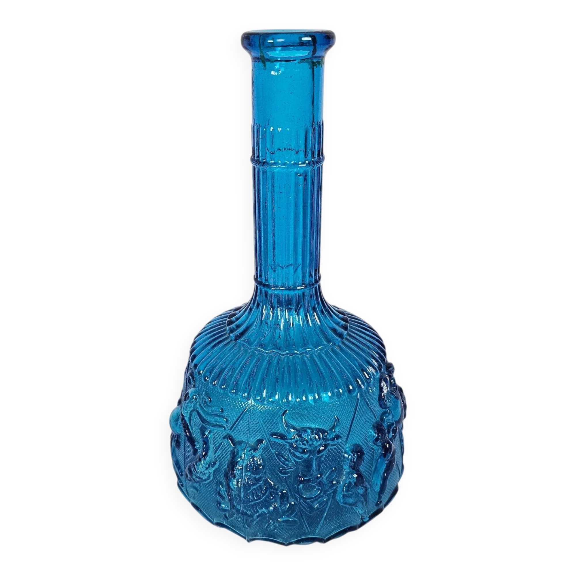 Empoli glass - Vintage vase - Zodiac - clear blue - Italy - 1960s
