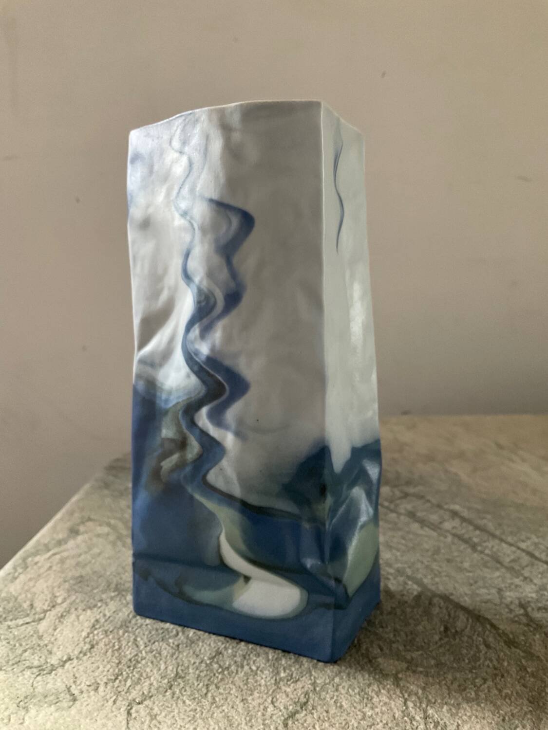 Vintage crumpled porcelain vase
